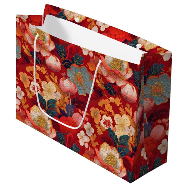 Japanese Kimono pattern Gift bag (Front Angled)