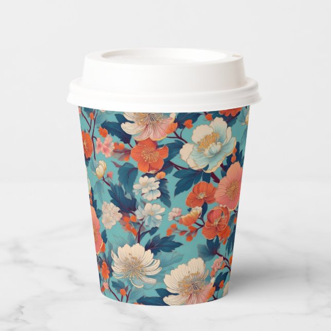 Japanese Kimono pattern Paper Cups (Front)