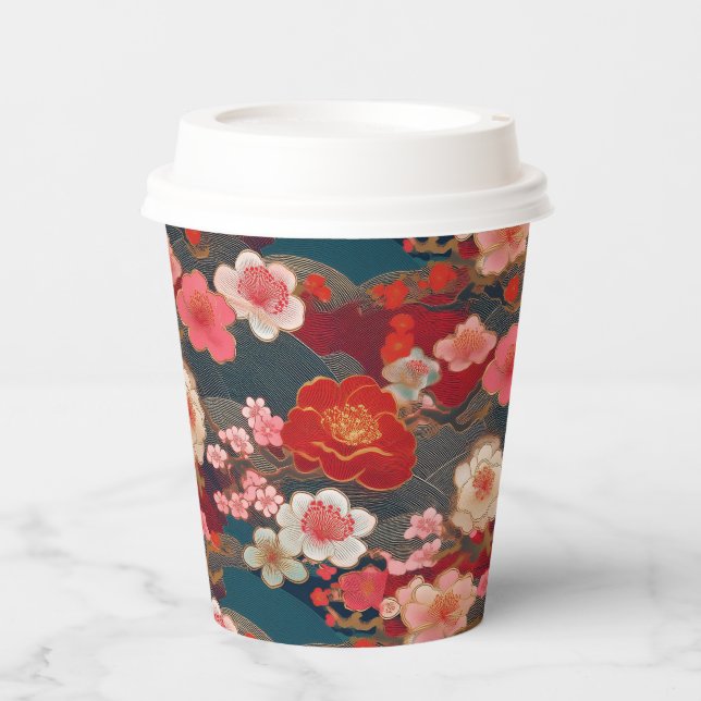 Japanese Kimono pattern Paper Cups (Front)