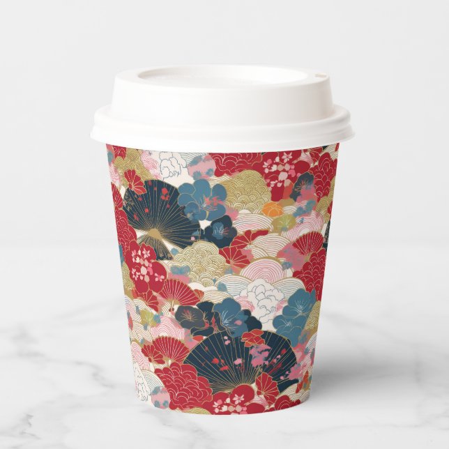 Japanese Kimono pattern Paper Cups (Front)