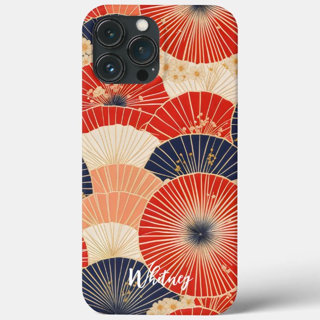 Japanese Kimono Pattern Umbrellas Name Case-Mate iPhone Case (Back)