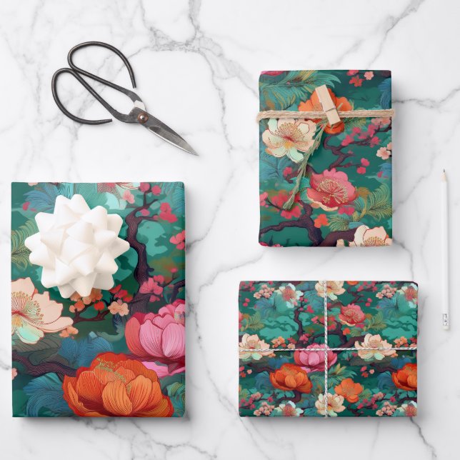 Japanese Kimono pattern Wrapping Paper Sheet (Front)