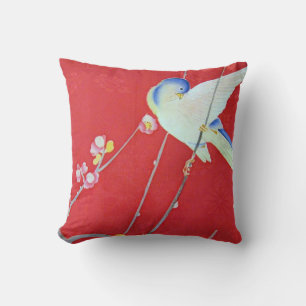 Japanese KIMONO Textile, Bluebird Cushion