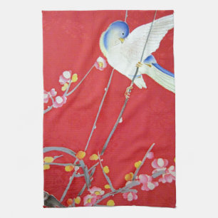 Japanese KIMONO Textile, Bluebird Tea Towel