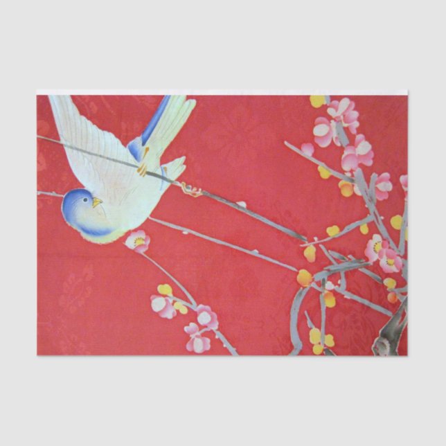 Japanese KIMONO Textile, Bluebird Tissue Paper (Front)