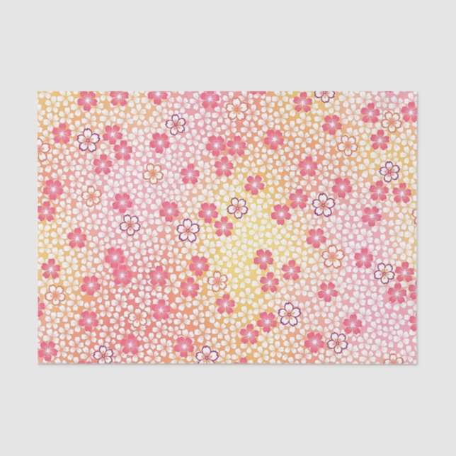 Japanese KIMONO Textile, Cherry Blossoms Pattern Tissue Paper (Front)