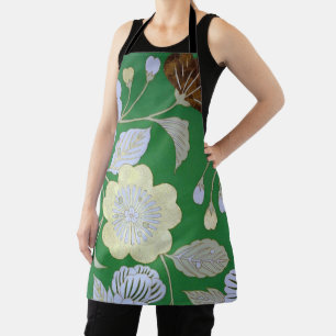 Japanese KIMONO Textile, Floral Pattern Apron