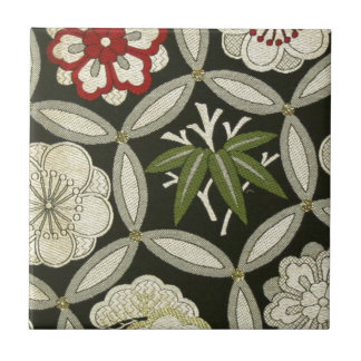 Japanese KIMONO Textile, Floral Pattern Ceramic Tile