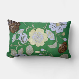 Japanese KIMONO Textile, Floral Pattern Lumbar Cushion
