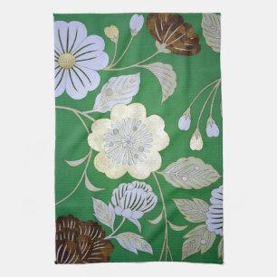 Japanese KIMONO Textile, Floral Pattern Tea Towel