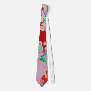 Japanese KIMONO Textile, Floral Pattern Tie