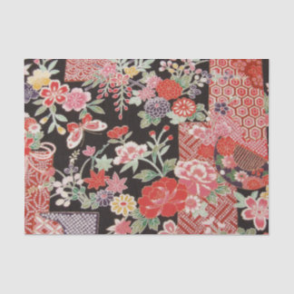 Japanese KIMONO Textile, Floral Pattern Tissue Paper