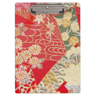 Japanese KIMONO Textile, Floret Pattern Clipboard