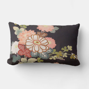 Japanese KIMONO Textile, Floret Pattern Lumbar Cushion