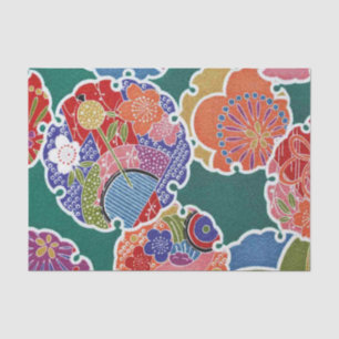 Japanese KIMONO Textile, Floret Pattern Tissue Paper