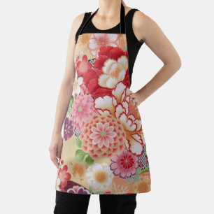Japanese KIMONO Textile, Flower Apron