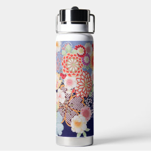 Japanese KIMONO Textile, Flower Water Bottle