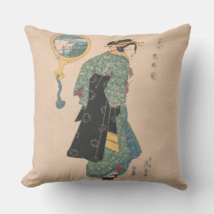 Japanese Kimono Woman Courtesan Artwork Cushion