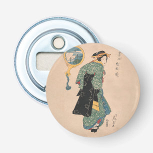 Japanese Kimono Woman: Ukiyo-e Woodblock Print  Bottle Opener