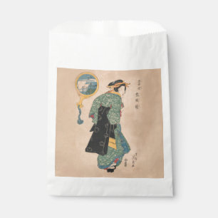 Japanese Kimono Woman: Ukiyo-e Woodblock Print Favour Bag