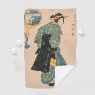 Japanese Kimono Woman: Ukiyo-e Woodblock Print  Golf Towel