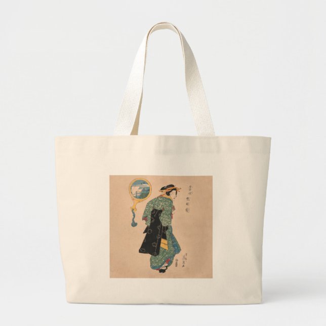 Japanese Kimono Woman: Ukiyo-e Woodblock Print  Large Tote Bag (Front)