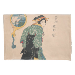 Japanese Kimono Woman: Ukiyo-e Woodblock Print  Pillowcase