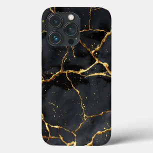 Japanese Kintsugi Black & Gold iPhone 13 Pro Case