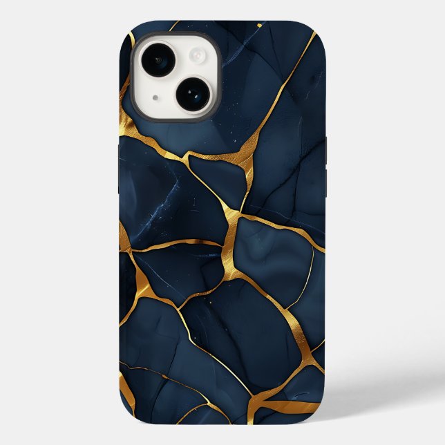 Japanese Kintsugi Dark Blue Case-Mate iPhone Case (Back)