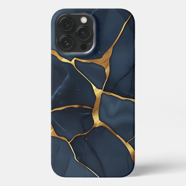 Japanese Kintsugi Dark Blue iPhone Case (Back)