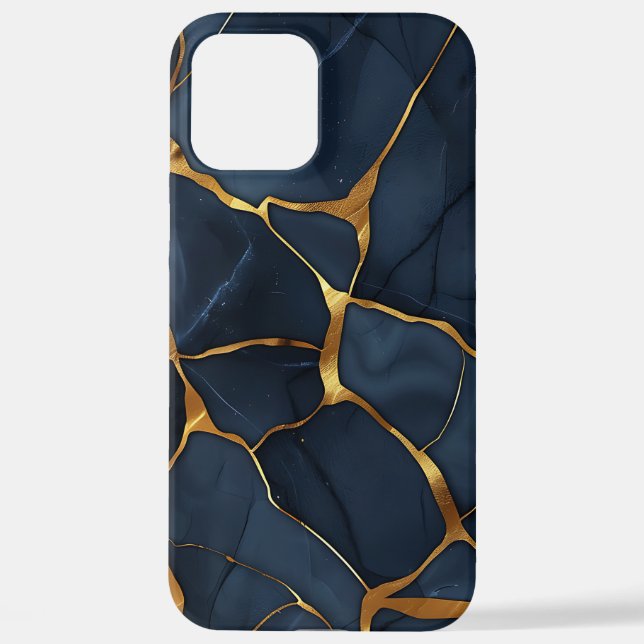 Japanese Kintsugi Dark Blue iPhone Case (Back)