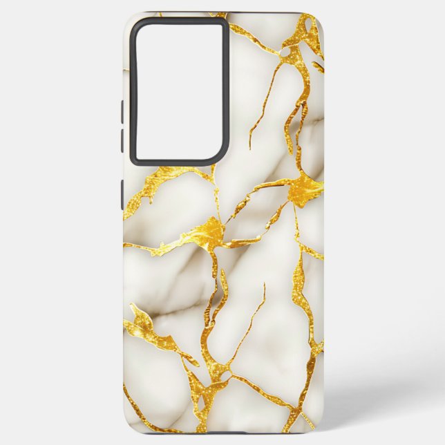 Japanese Kintsugi White Gold Samsung Galaxy S21+ Case (Back)