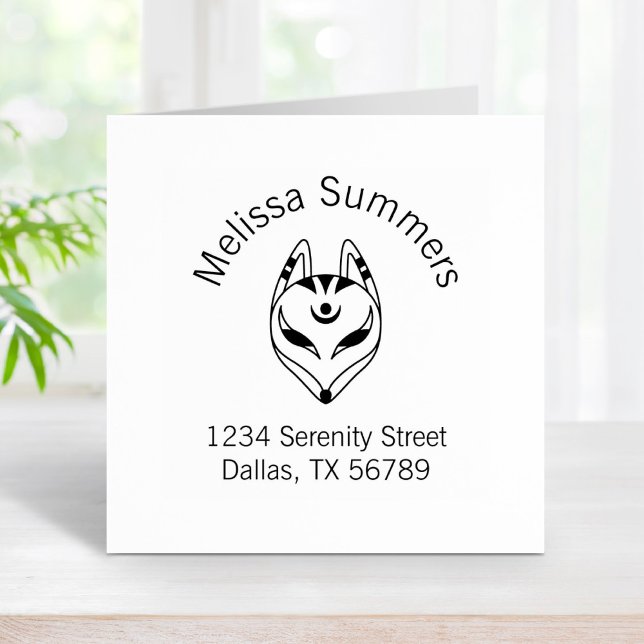 Japanese Kitsune Fox Mask Address Rubber Stamp (Creator Uploaded)
