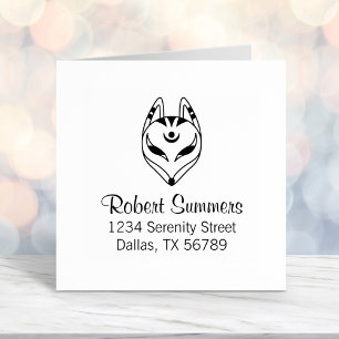 Japanese Kitsune Fox Mask Address Self-inking Stamp