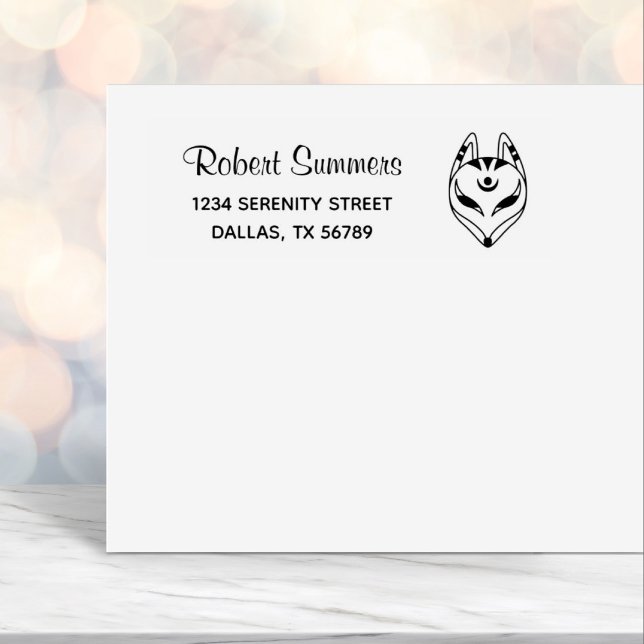 Japanese Kitsune Fox Mask Address Self-inking Stamp (Creator Uploaded)