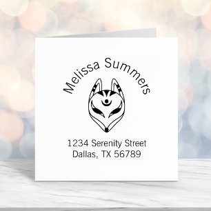 Japanese Kitsune Fox Mask Arch Address Self-inking Stamp