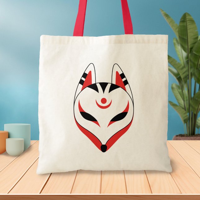 Japanese Kitsune Fox Mask Tote Bag (Creator Uploaded)