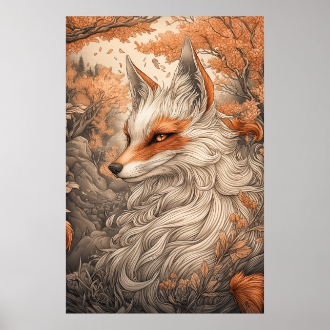 Japanese Kitsune fox Poster (Front)