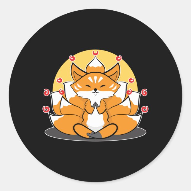 Japanese Kitsune Kami Inari Fox Tempel Shrine Classic Round Sticker (Front)
