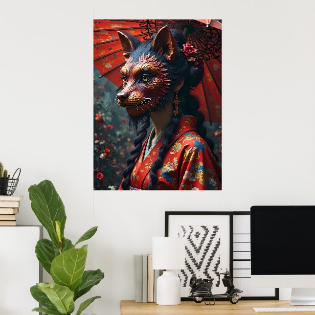 Japanese Kitsune Mask Poster (Home Office)