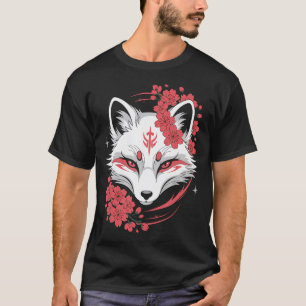 Japanese Kitsune White Fox Anime Kawaii Cherry T-Shirt