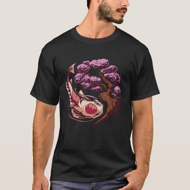 Japanese Koi and Koi with cherry blossom and Sakur T-Shirt (Front)