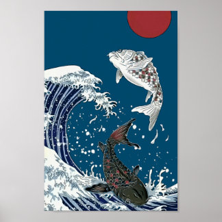 Japanese KOI art, yinyang Poster