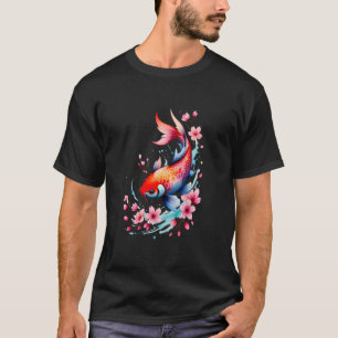 Japanese Koi Carp & Cherry Blossom Nishikigoi Fish T-Shirt