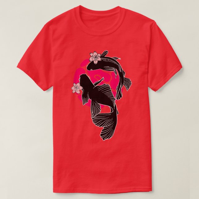 Japanese Koi Carp Nishikigoi Fish Pisces Cherry Bl T-Shirt (Design Front)