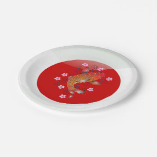 Japanese koi carp paper plate