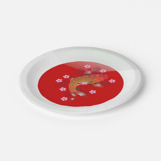 Japanese koi carp paper plate (Angled)