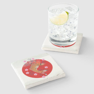 Japanese koi carp stone coaster
