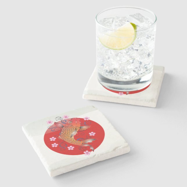Japanese koi carp stone coaster (Side)
