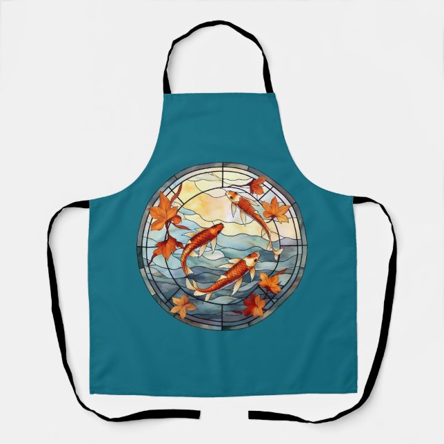 Japanese Koi Fish and Autumn Leaves Apron (Front)